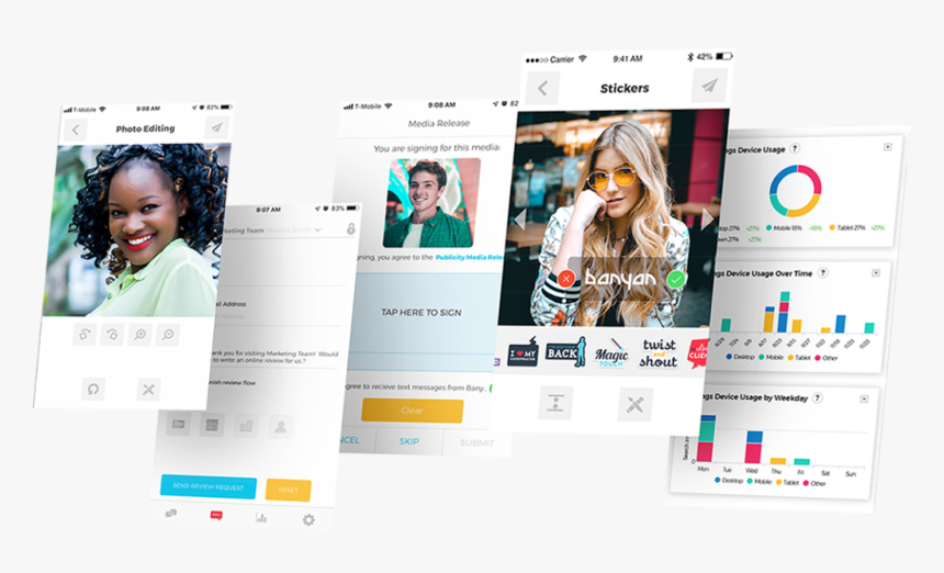 Multiple Features In Banyan Social App, Including Photo - Online Advertising, HD Png Download