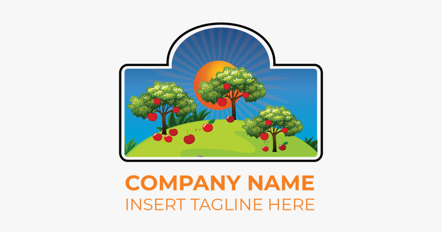 Apple Trees In Sunny Day Scene On A White Color Background - Illustration, HD Png Download