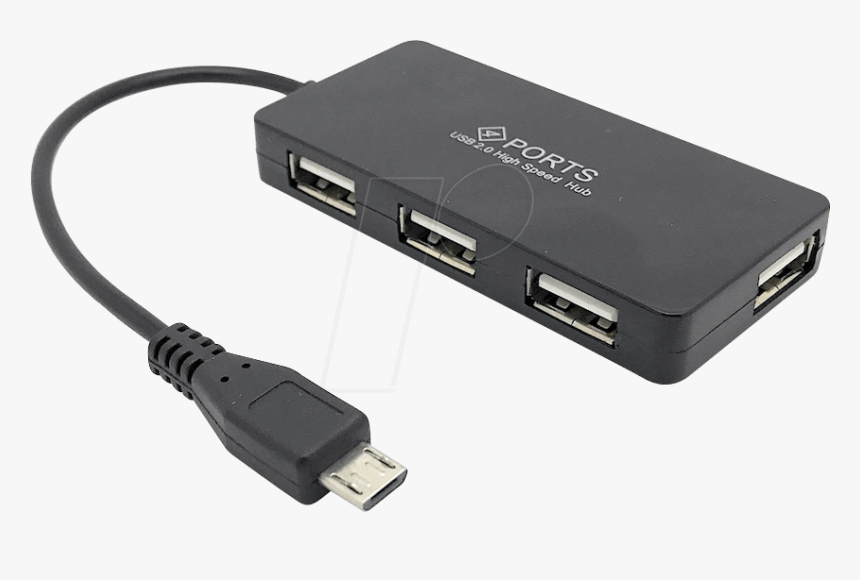 0 4 Port Micro Usb Otg Hub, Black Sertronics - Micro Usb Otg Hub, HD Png Download