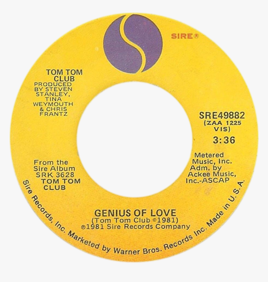 Genius Of Love By Tom Tom Club A-side Us Vinyl - Circle, HD Png Download