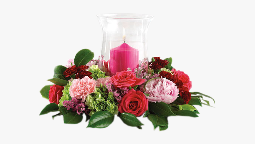 Floral Arrangements With Candle, HD Png Download