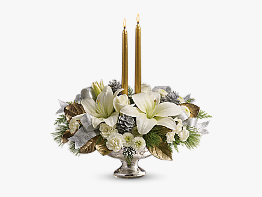 Silver And Gold Centerpiece - Teleflora Mercury Glass Bowl Bouquet, HD Png Download