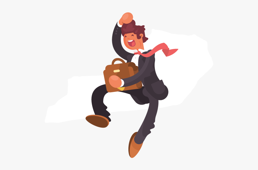 A Jumping Businessman In Front Of An Outline Of Kentucky - Business, HD Png Download