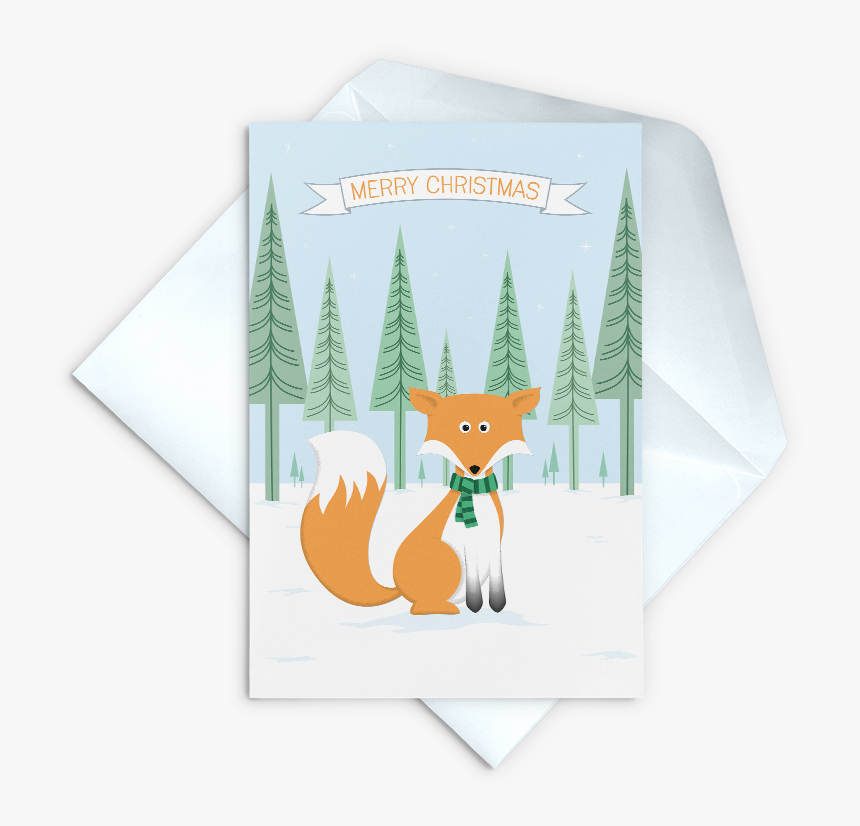 Woodland Fox Christmas Card - Red Fox, HD Png Download