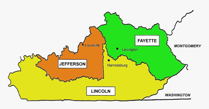 By 1776, Kentucky County Had Been Split Into Jefferson, - Kentucky Boundaries, HD Png Download