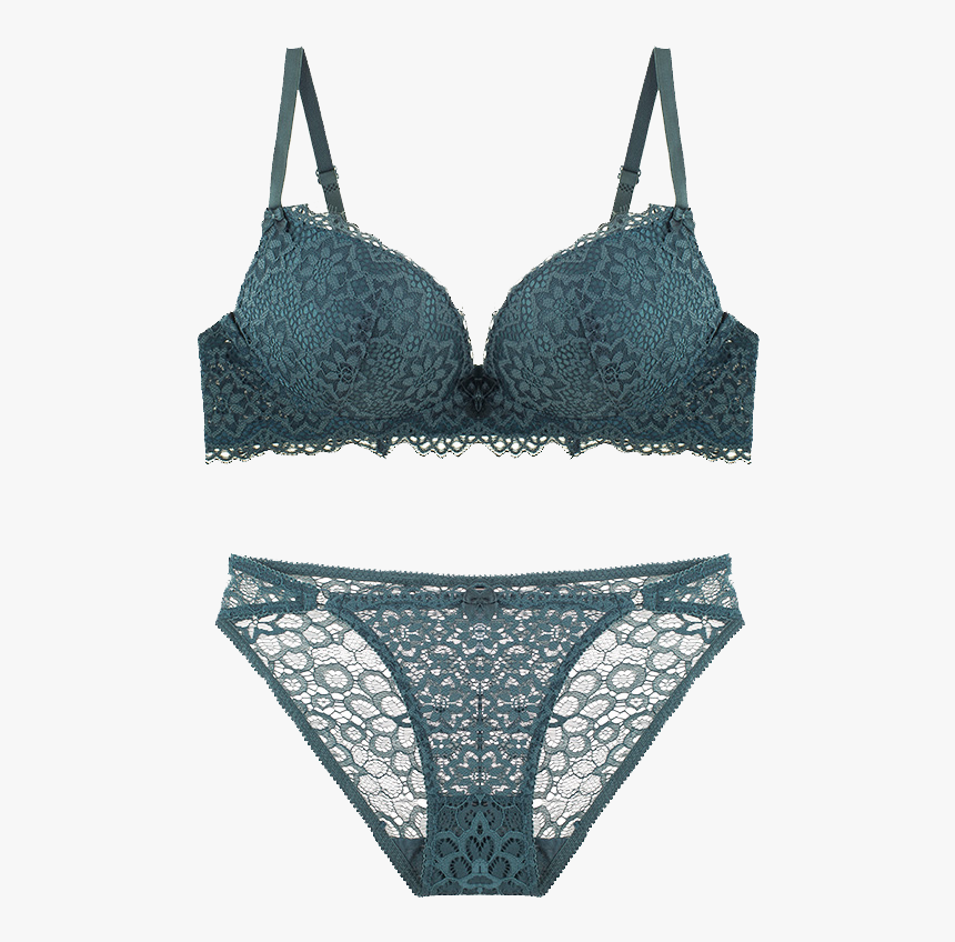 Kewoz No Steel Ring Bra Set Gathers Traceless Lace - Bra, HD Png Download