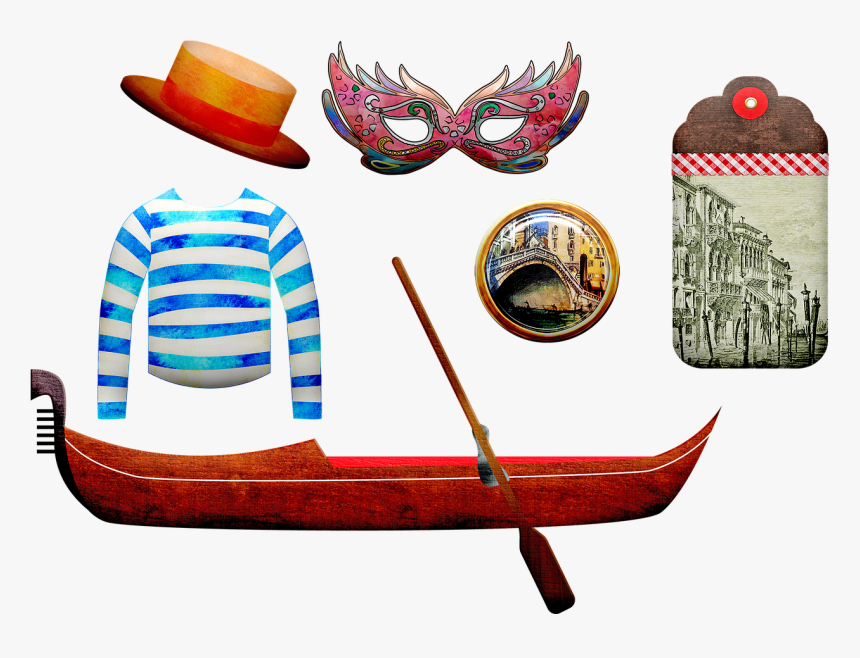 Venice Gondola, Venice, Italy, Mask, Gondolier Shirt - Venice Boat Png, Transparent Png