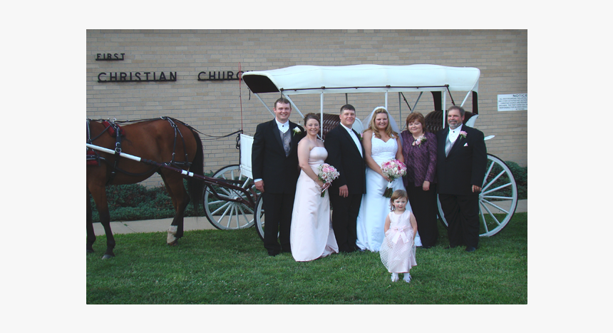 Church Wedding With Horse-drawn Carriage - Horse And Buggy, HD Png Download