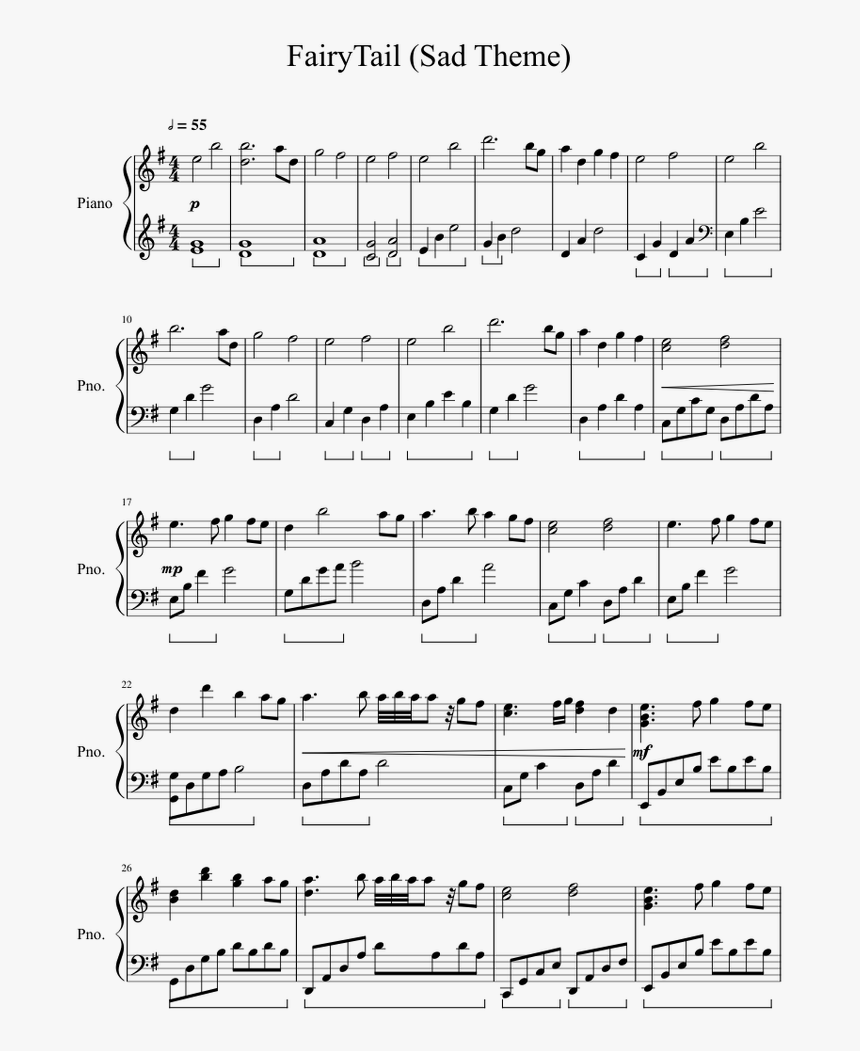 Fairy Tail Piano Sheet Music, HD Png Download