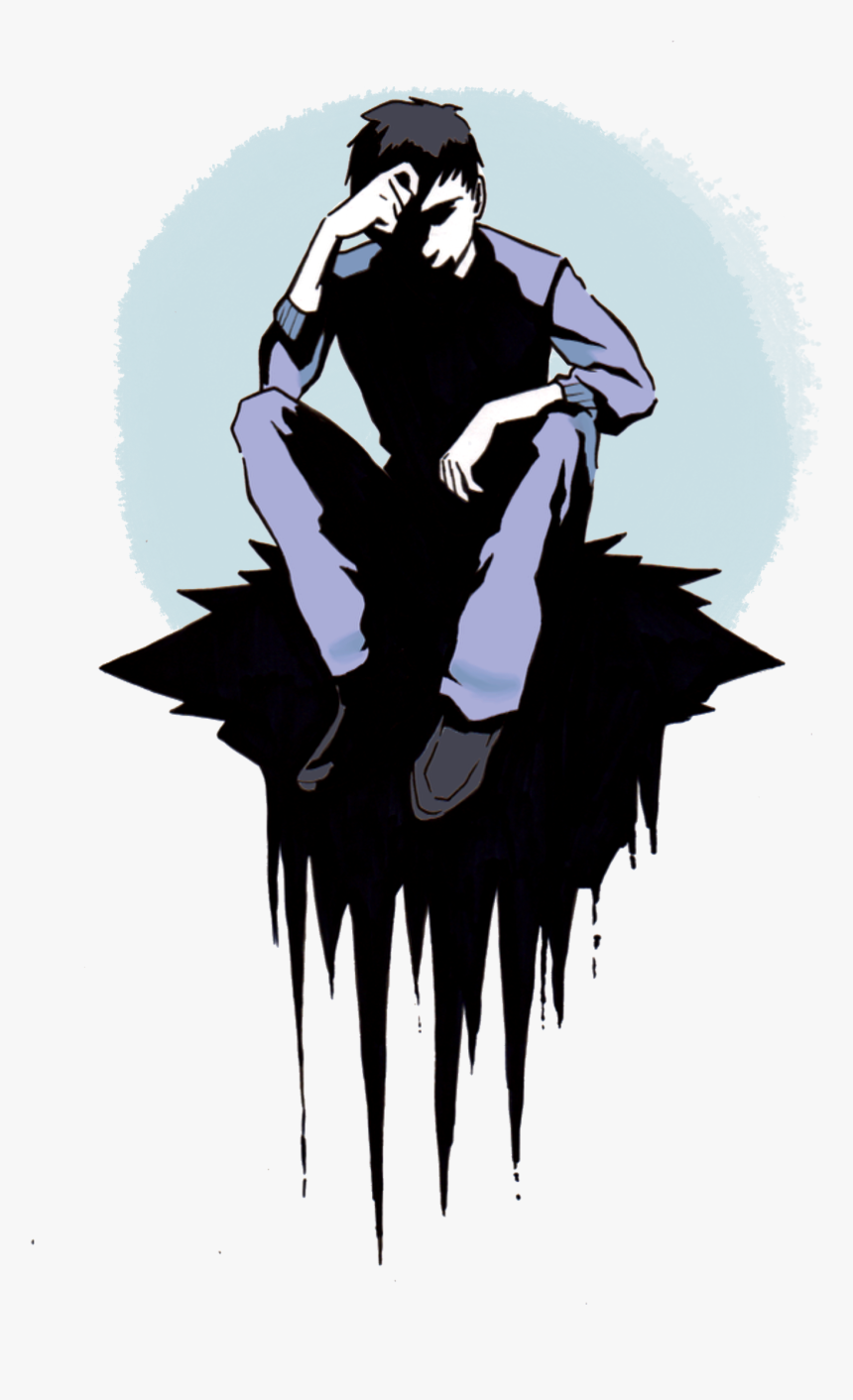 Drawing Of A Man Sitting With His Head In His Hands - Depression Png, Transparent Png