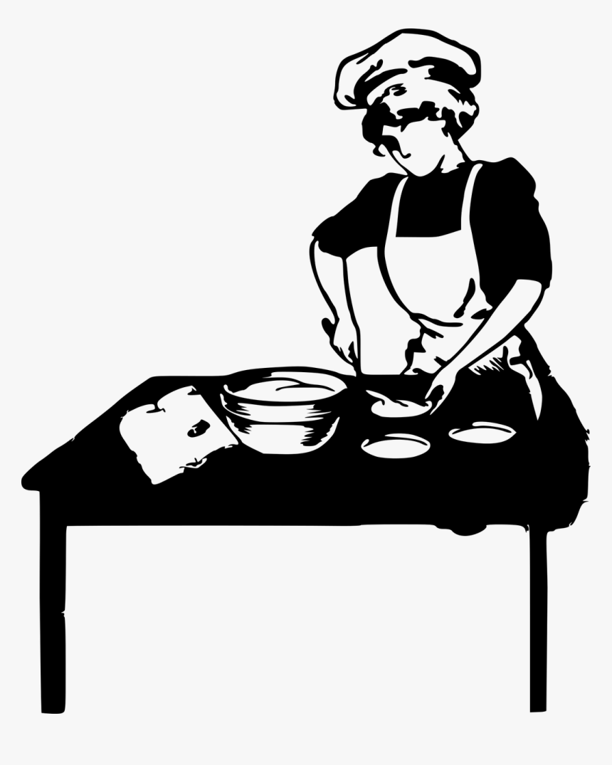 Woman Cooking Black And White Png, Transparent Png