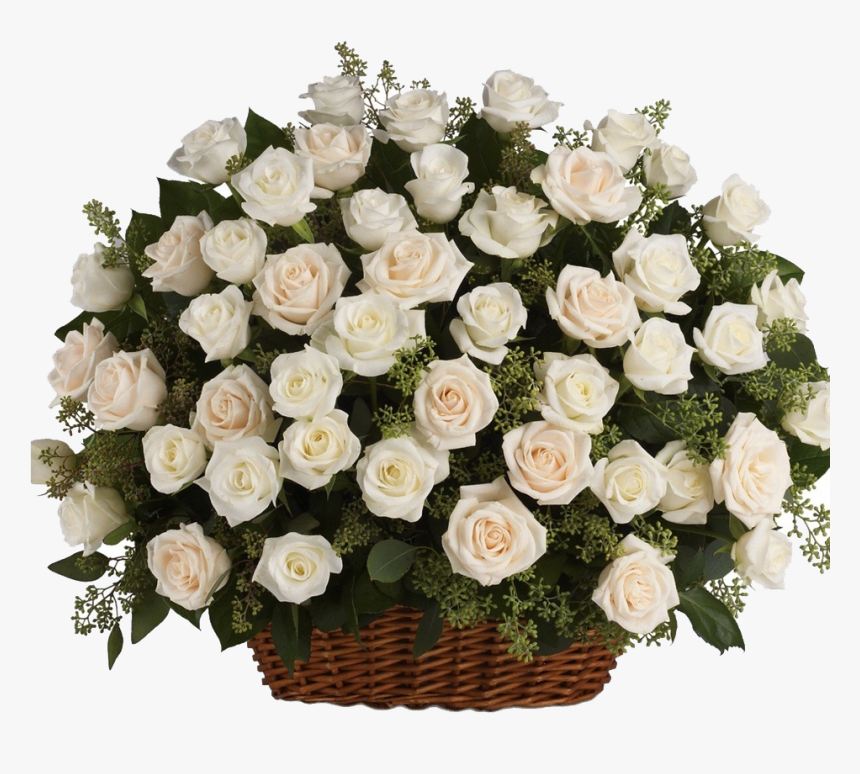 White Roses Png Hd Background Flower Bouquet In - Basket Of White Roses, Transparent Png