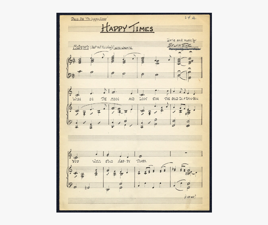 First Page Music Sheet 1949 Ballad Happy Times - Paper, HD Png Download