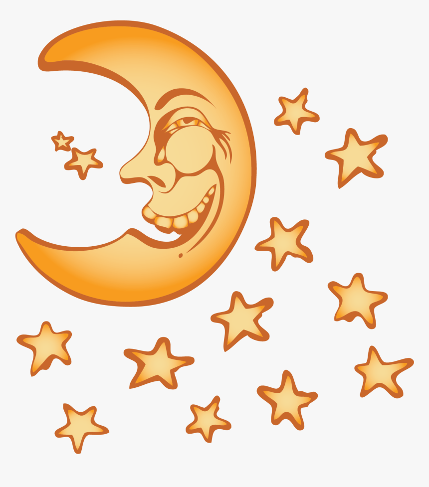 Vector Yellow Stars Moon Night Sky Png Download - Night Sky, Transparent Png