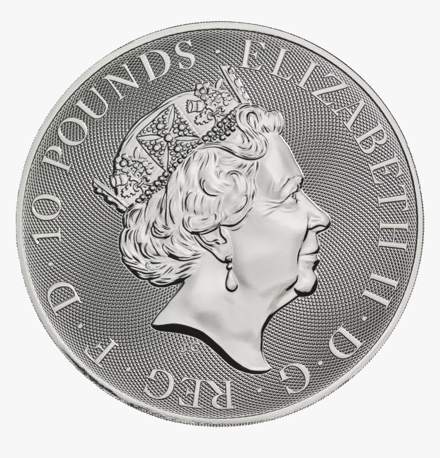 Transparent Blank Gold Coin Png - 10 Oz Silver Queen's Beast Black Bull Coin 2019, Png Download
