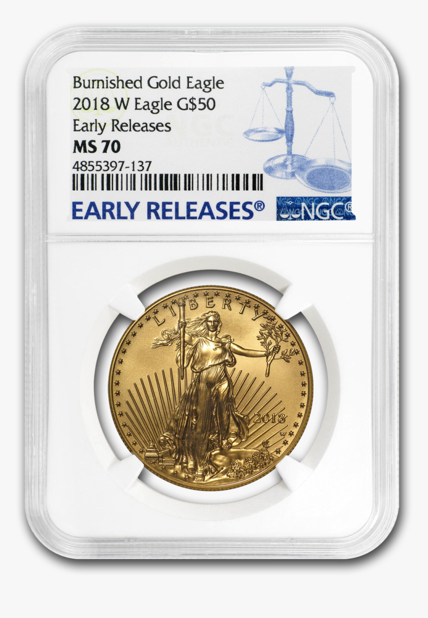 Buy 2018 W 1 Oz Burnished Gold Eagle Ms 70 Ngc Coin, HD Png Download