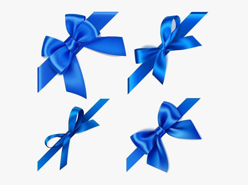 Blue Ribbon Transparent Background - Blue Ribbon Bow Vector, HD Png Download