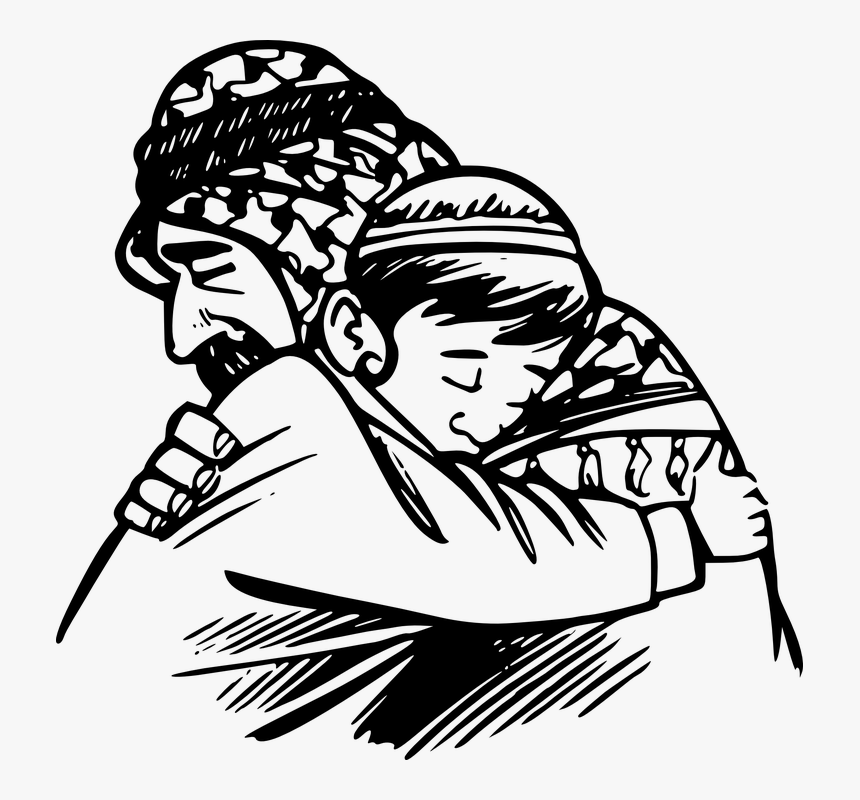 Pria, Tubuh, Anak, Memeluk, Arab, Turbin, Yahudi - Clipart Forgiveness, HD Png Download