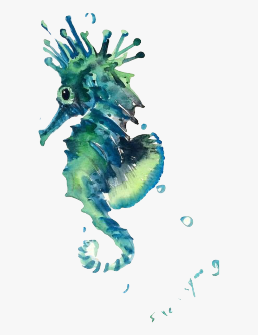 Transparent Blue Seahorse Clipart - Sea Creature Clipart Watercolor, HD Png Download