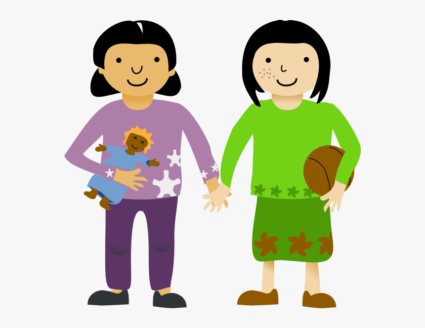 Group Of Girl Panda - Girls Holding Hands Clipart, HD Png Download