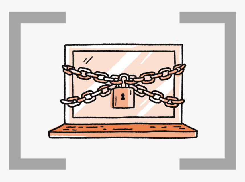 Icon Of Laptop With Padlock And Chains Around It, HD Png Download