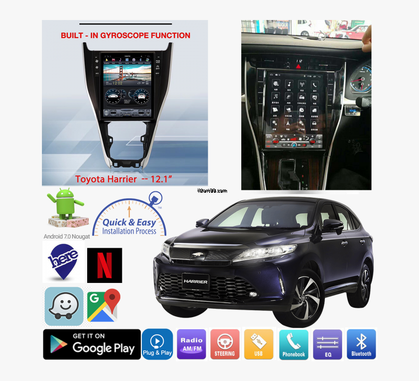 Android Vertical Tesla Car Radio Gps Navigation For - Toyota Harrier 2015 Player, HD Png Download