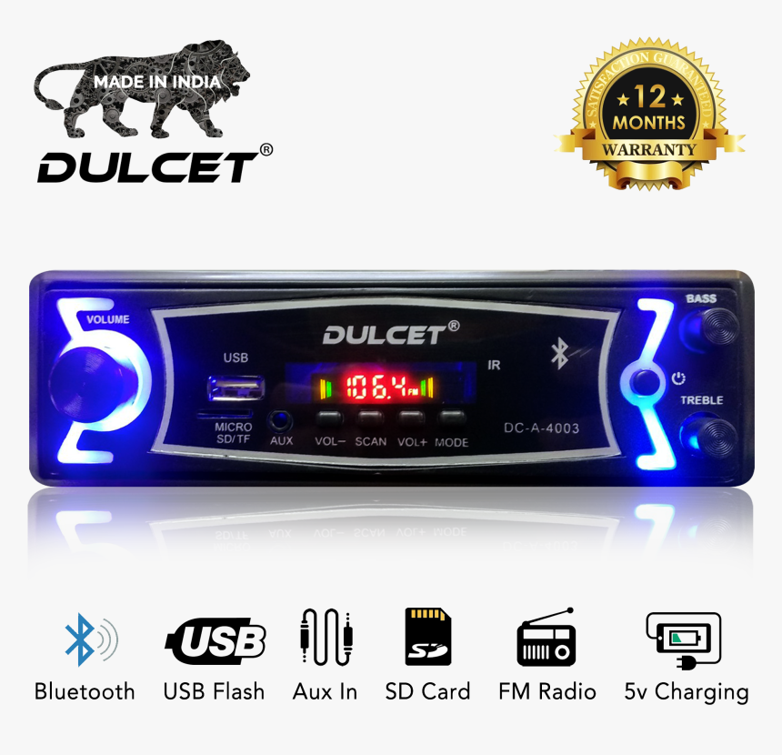 Dulcet Dc A 4003 Double Ic High Power Single Din Mp3 - Dulcet Dc A 09 Double Ic High Power Universal Fit Mp3, HD Png Download