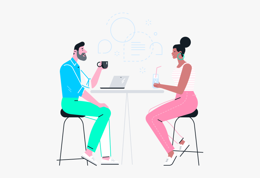 Illustration Young Couple Seated Drinking - Sitting, HD Png Download