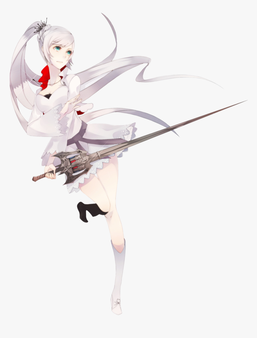 white hair anime girl with sword