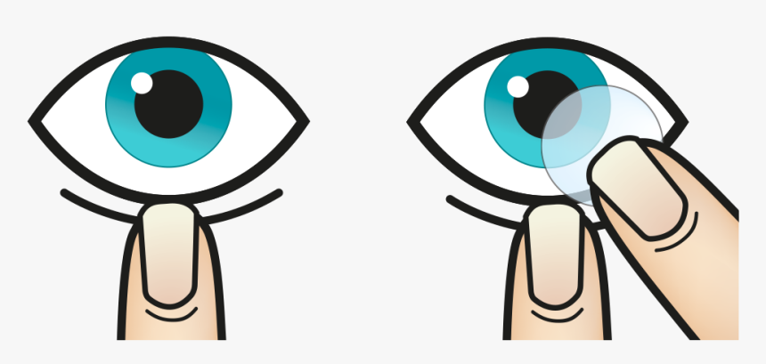 Looking Up, Place The Lens Gently On The Lower White - Rinse Lens Cartoon, HD Png Download