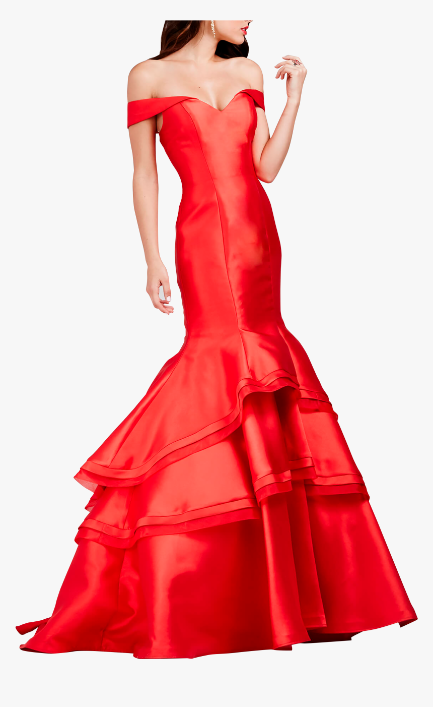 Mackenzie Red Dress - Trumpet Off The Shoulder Prom Dress, HD Png Download
