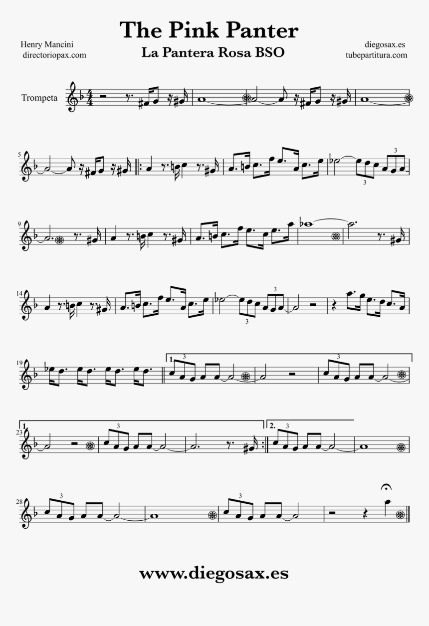 Pantera Rosa Partitura Saxo Alto, HD Png Download