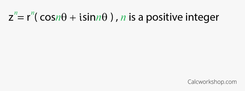 Finding Powers Of Complex Numbers In Polar Form - De Moivre's Theorem Roots, HD Png Download