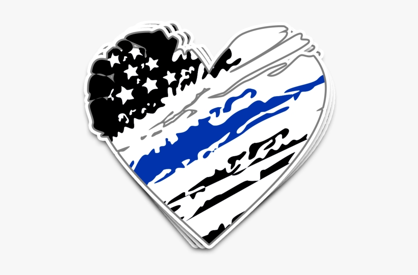 Printedkicks Thin Blue Line Grunge Heart Decal - Emblem, HD Png Download