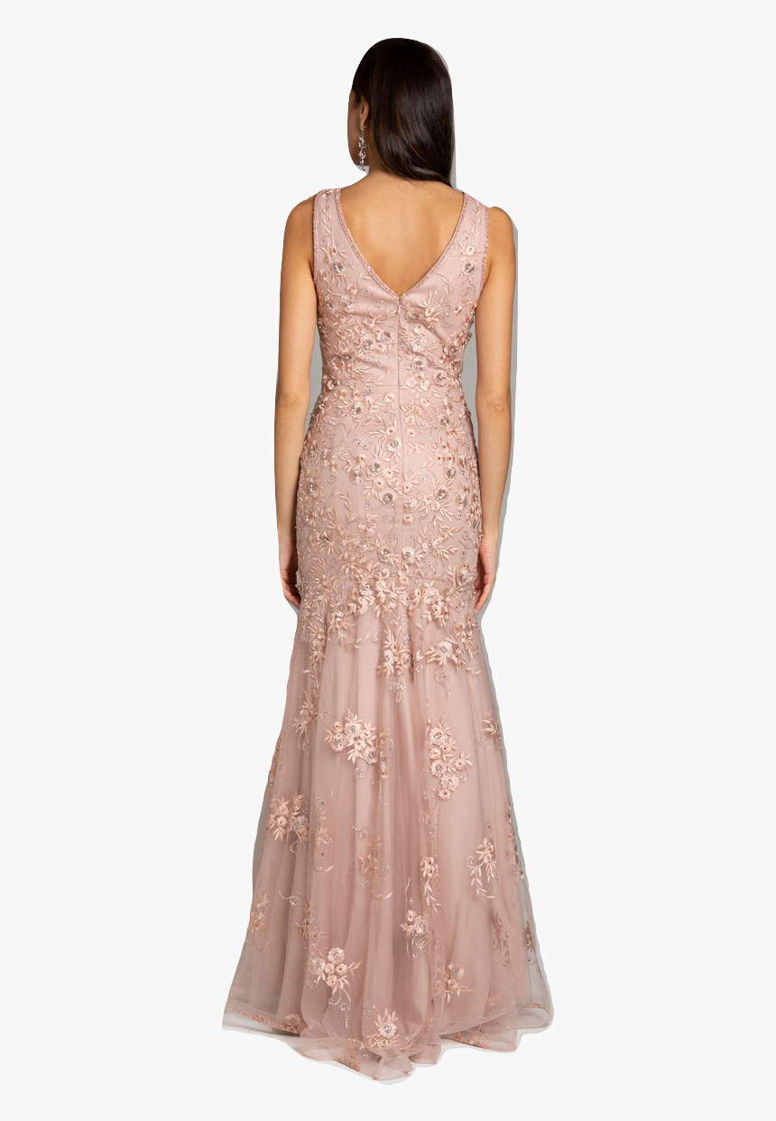 Mermaid Dress With Floral Lace Appliques - Gown, HD Png Download