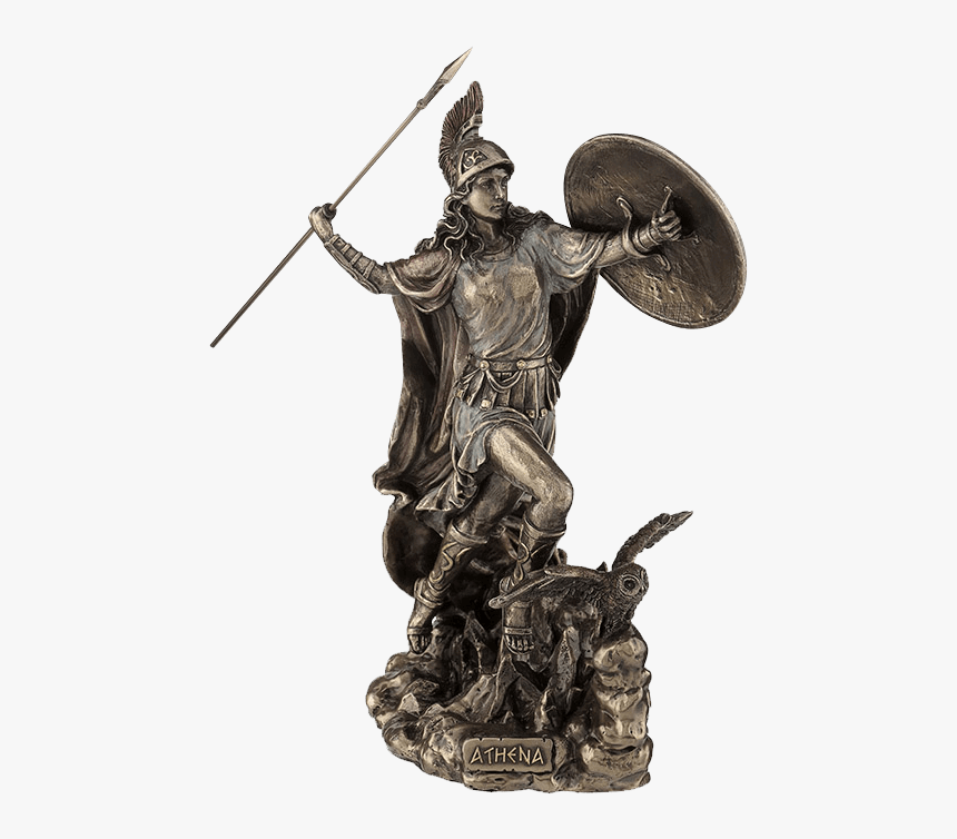 Athena Throwing Javelin With Owl Of Wisdom - Athena Statue, HD Png Download