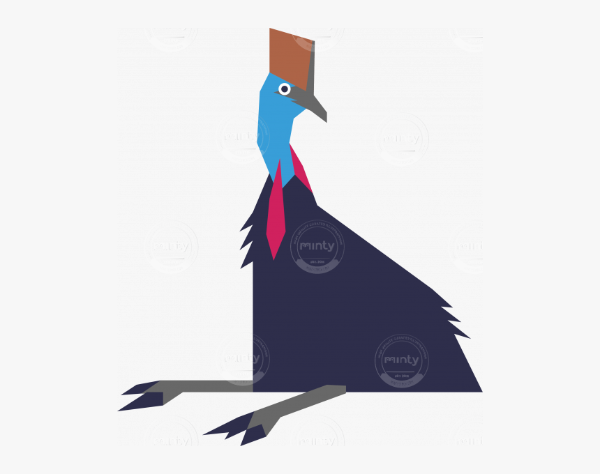 Blue Cassowary Sitting Down - Illustration, HD Png Download