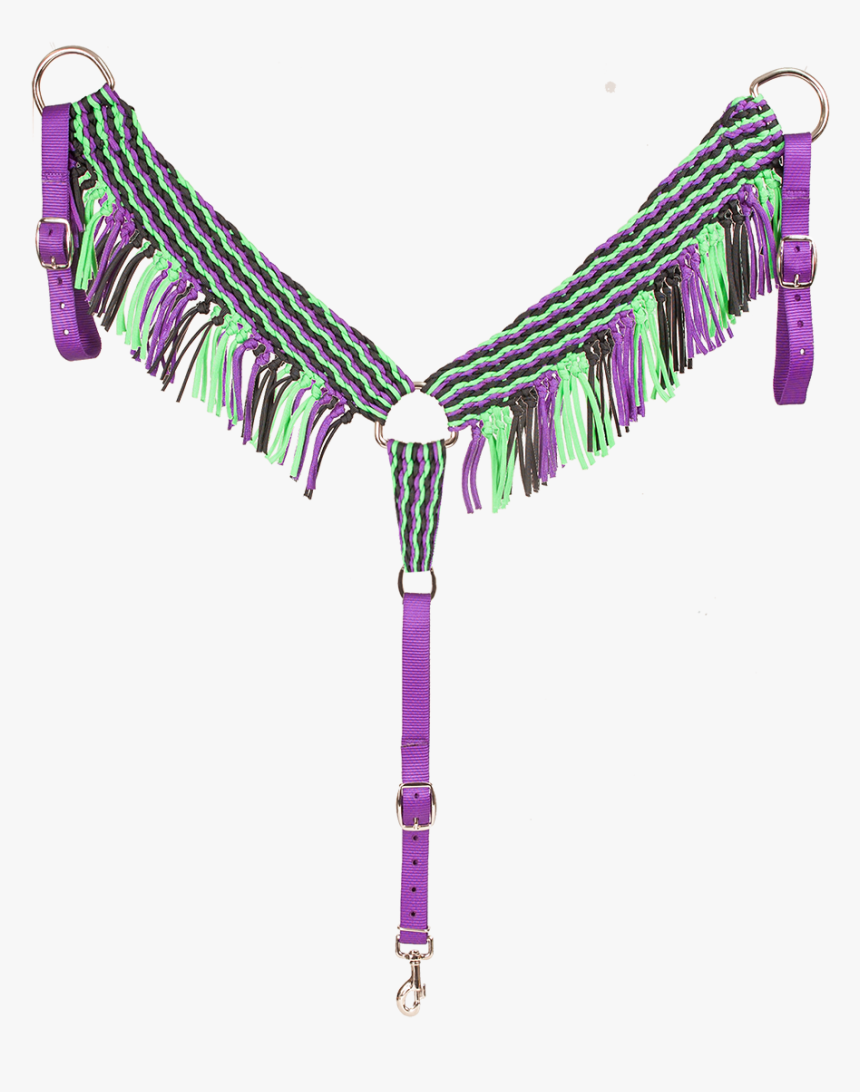 Mustang Nylon Braided Breast Collar With Fringe, Purple/lime/black - Panties, HD Png Download