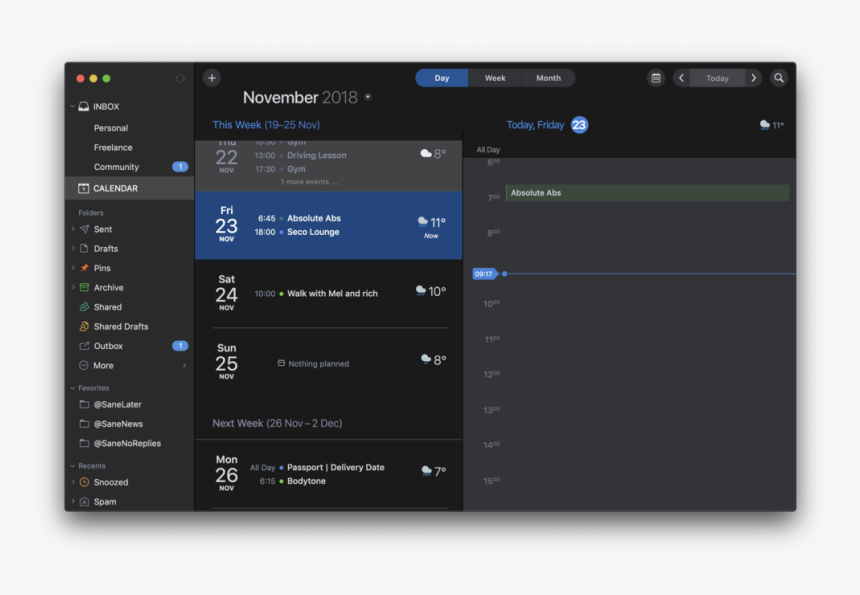 Spark Mail Calendar Day View, HD Png Download