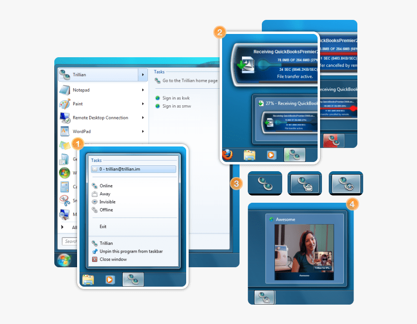 1 And Windows - Trillian Windows 7, HD Png Download