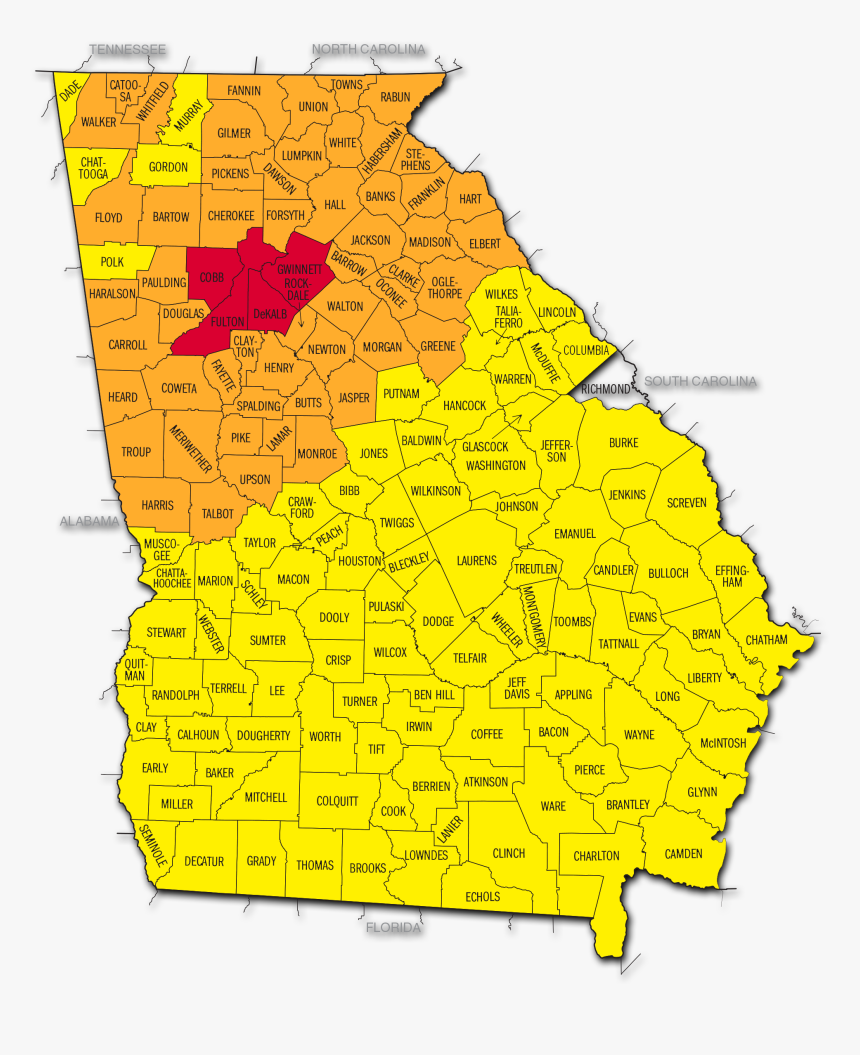 Georgia State Radon Map - Map Of State Swat, HD Png Download