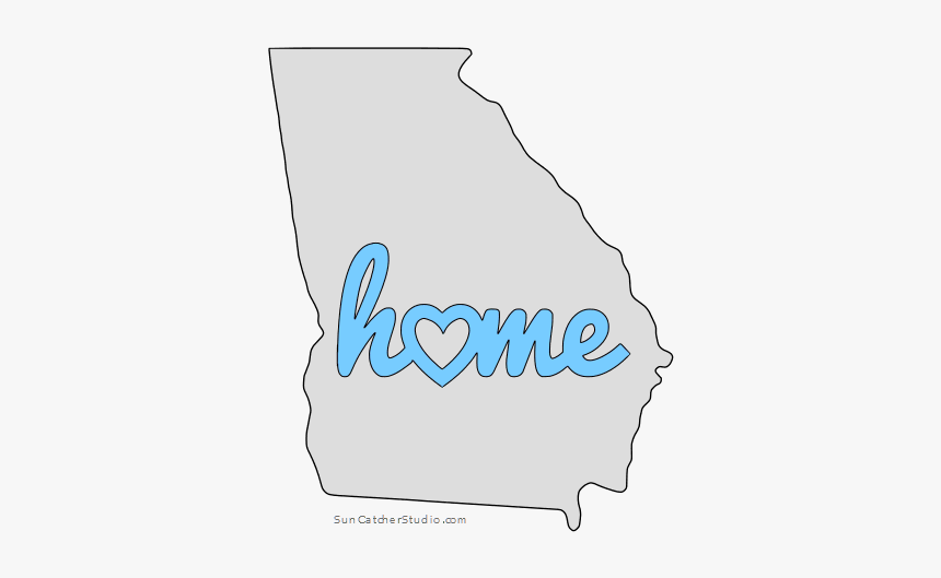 Georgia Home Heart Stencil Pattern Template Shape State - Poster, HD Png Download