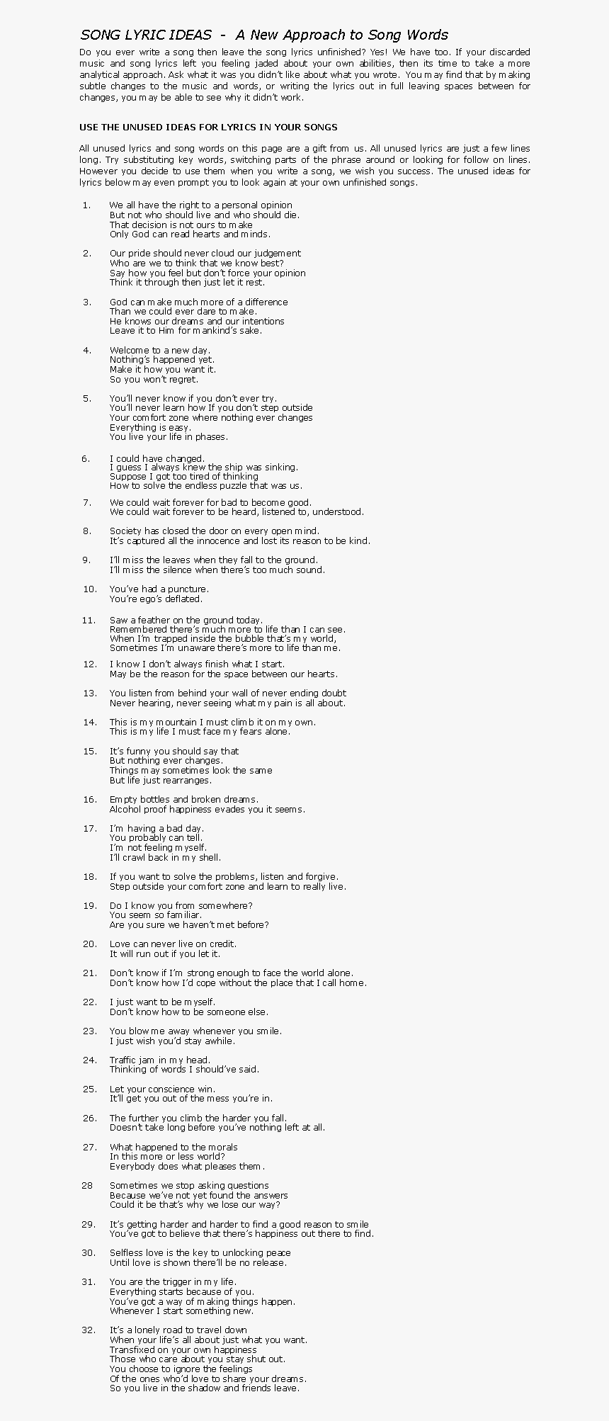 Song Lyric Ideas - Гарантийное Письмо На Практику Юургу, HD Png Download