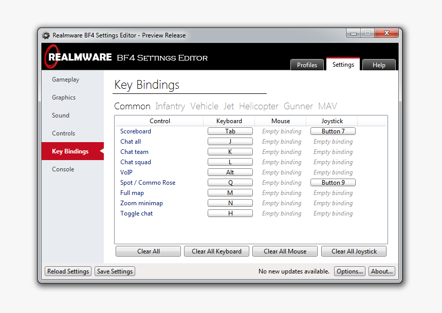 Set binding. Editor settings. bf4 graphic settings. setup table editor. settings 3d.