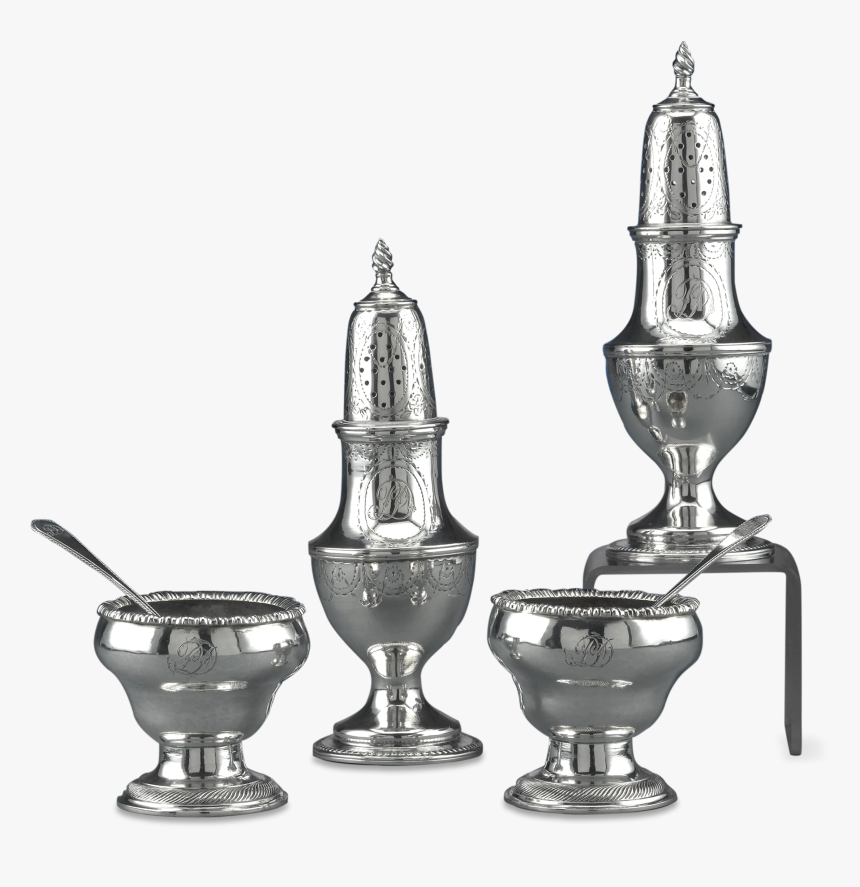 Early American Silver Salt And Pepper Service By Stephen - Monochrome, HD Png Download