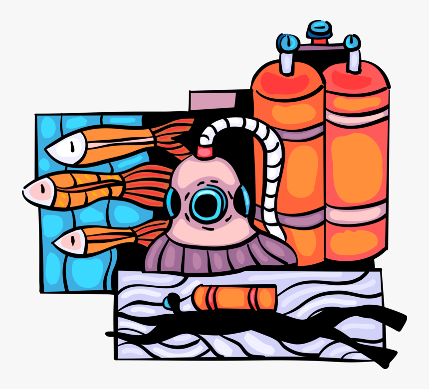 Vector Illustration Of Scuba Diver Diving In Ocean, HD Png Download