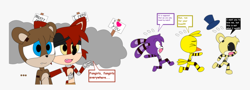 Bonnie, Chica, And Foxy Image - Fnaf Fangirls Fangirls Everywhere, HD Png Download