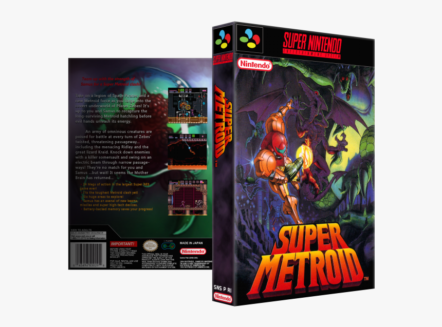 Super Metroid Box Art Cover - Super Metroid Original Box, HD Png Download