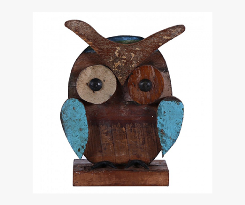 Reclaimed Wood-made Owl On Stand - Figurine, HD Png Download