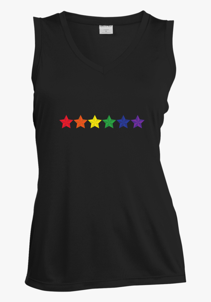 Rainbow Stars Lgbt Pride Black Sleeveless Tshirt For - Active Tank, HD Png Download